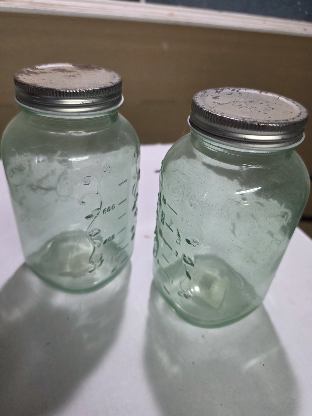 Vintage-Style Glass Storage Jars with Metal Lids - Aqua Green (Set of 2)